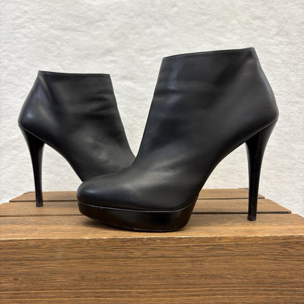 Stuart Weitzman Ankle Boots Napa Leather Black Platform Stiletto Booties 9.5M - Picture 14 of 14
